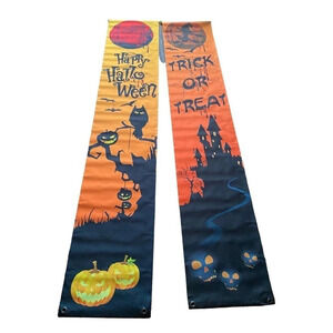 Halloween Decor Bundle LOT of 2 Trick or Treat Happy Halloween Banners Spooky